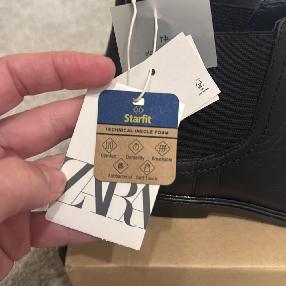 BNIB Size 2 Zara Black Genuine Leather Elastic Ankle Boots! - Picture 7 of 12